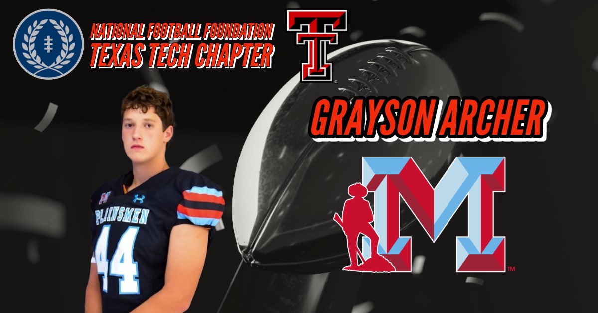 Starting off the 2024 @NFFTexasTech Scholar Athletes | Monterey H.S. player Grayson Archer! Offensive Starter 🏈Academic All-State First Team 📚 National Honor Society    @CoachThrash | @Monterey_Sports | @NFFNetwork