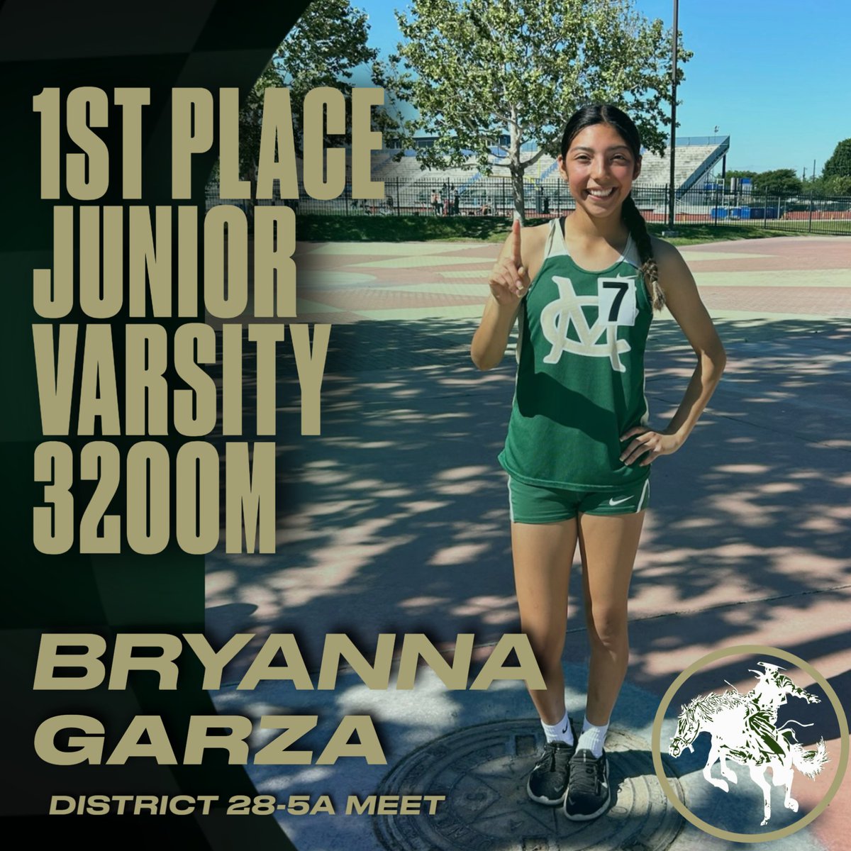 Congratulations to Bryanna Garza for receiving first place in the junior varsity 3200M! Way to go Bry!