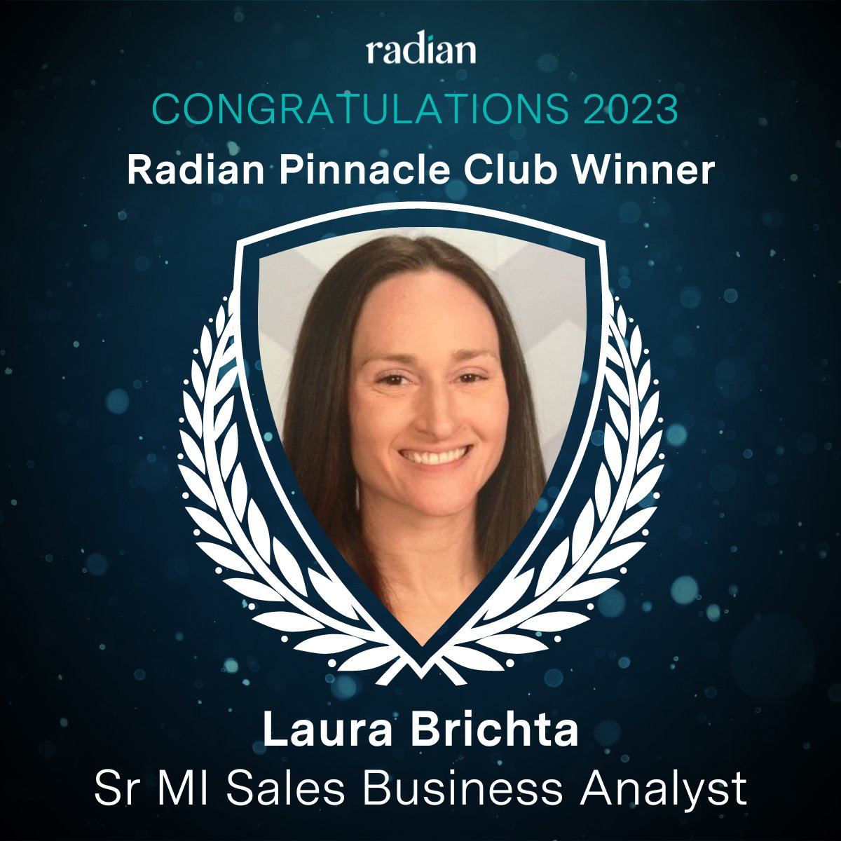 Congratulations to Pinnacle Club winner Laura Brichta, Sr MI Sales Business Analyst. Her approach to “embrace change and find new opportunities to bring more value” has helped her achieve great success in her career. #OneRadian #RadianPinnacleClub #PartnerToWin #WeSeeYouAtRadian