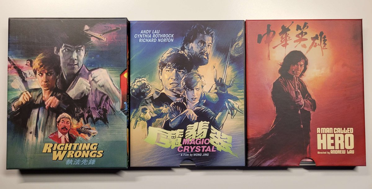 TheJayRyan's tweet photo. Got a great box in the mail from @VinegarSyndrome , Righting Wrongs, Magic Crystal and A Man Called Hero. Very impressed with the quality of their products and happy to add these to my collection. #rightingwrongs #magiccrystal #BloodSword #80smovies #martialarts https://t.co/BN4vBSZDVG