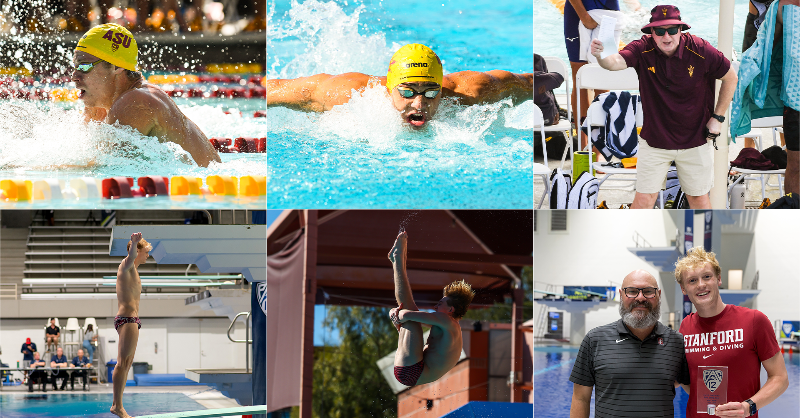 pac12's tweet photo. Introducing your 2024 Men's Swimming & Diving postseason award winners!
#Pac12Swim | #Pac12Dive