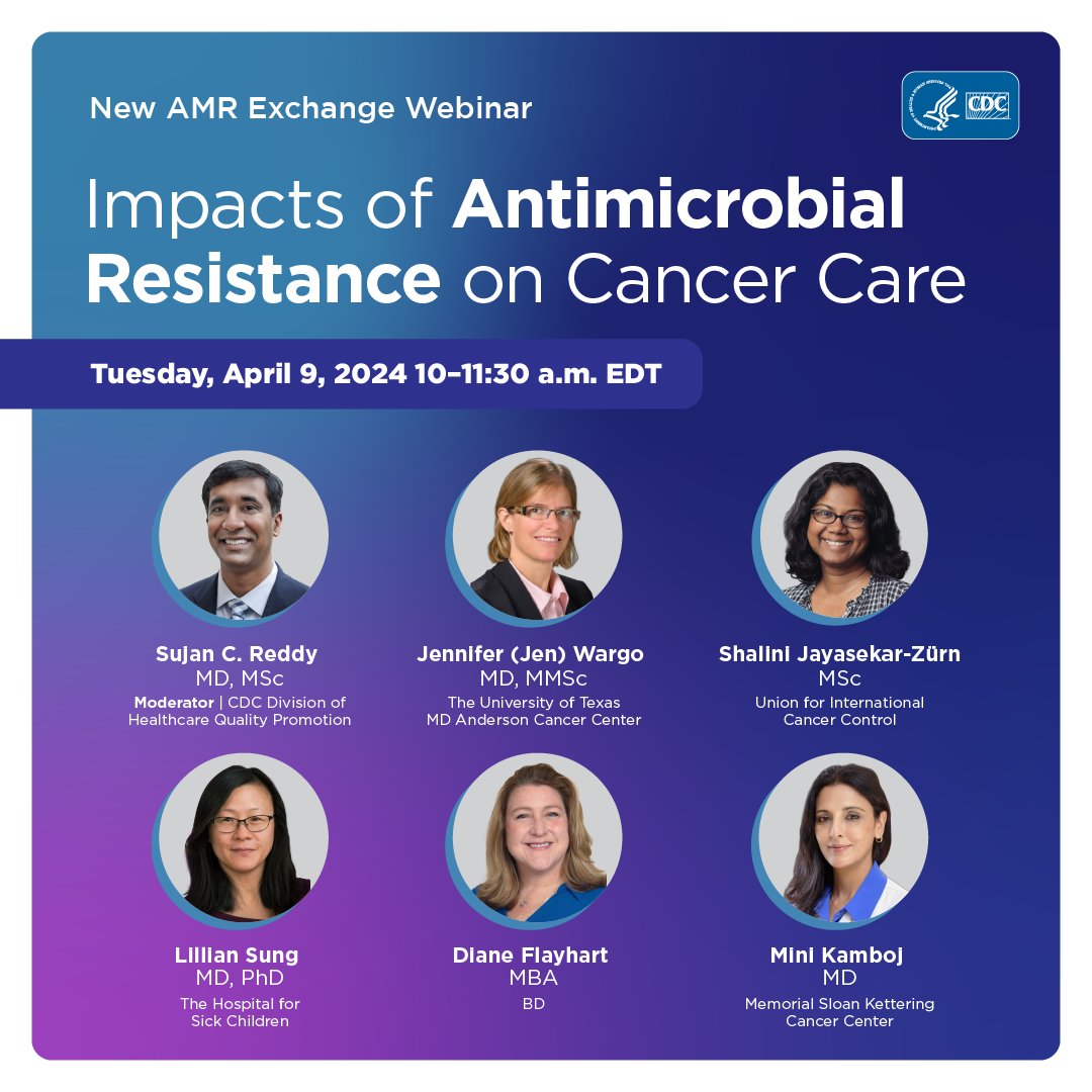 Hear Diane Flayhart Flayhart, BD Global Health Director, #AMR, as she joins the expert panel at the 4/9 #CDCAMRExchange #webinar. The panel will discuss the impacts of AMR on cancer care, and how to help mitigate the threat of AMR worldwide. bit.ly/49I5eIo