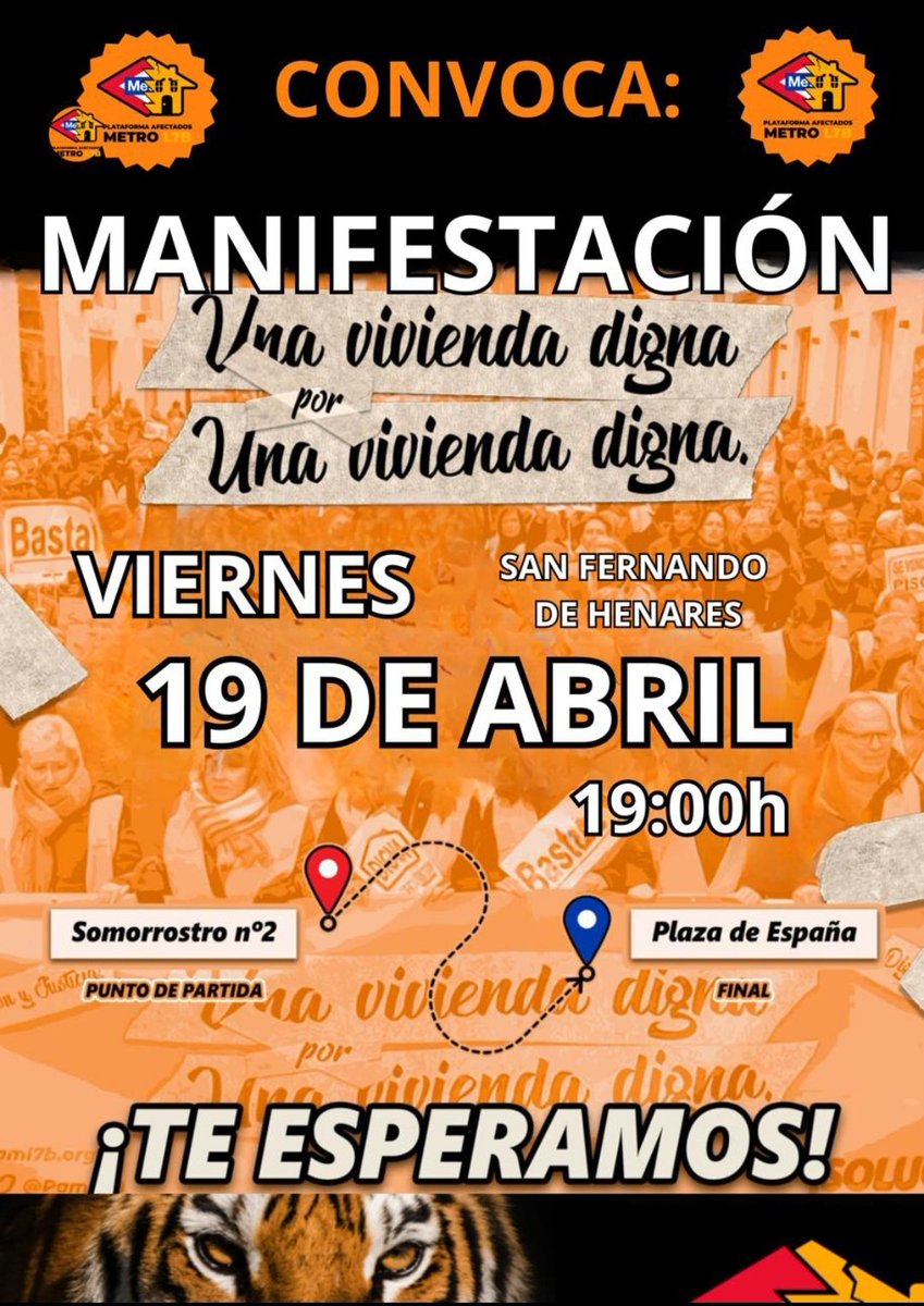 ⚠️MANIFESTACIÓN⚠️ 🗓️ Viernes 19 de abril 🕖 19:00h 📍c/Somorrostro 2 📢 Los #AfectadosMetro exigimos #SolucionesYA. Más de 600 viviendas afectadas, 73 derribos, 88 familias desalojadas, servicios públicos perdidos, un municipio devaluado y hundido. Sobran motivos. ¡ÚNETE!