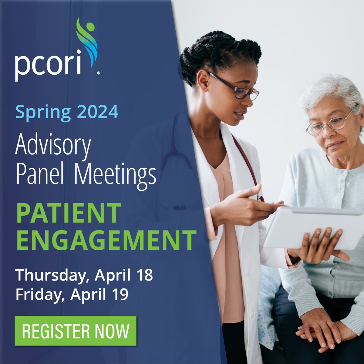 📅 Register for the PCORI Advisory Panel on Patient Engagement Spring Meeting on April 18-19! pcori.me/3vyFNKA Listen in as the panel discusses a range of topics, including but not limited to: - PCORI’s Framework for Compensation in Research: - A session of 'Patient…