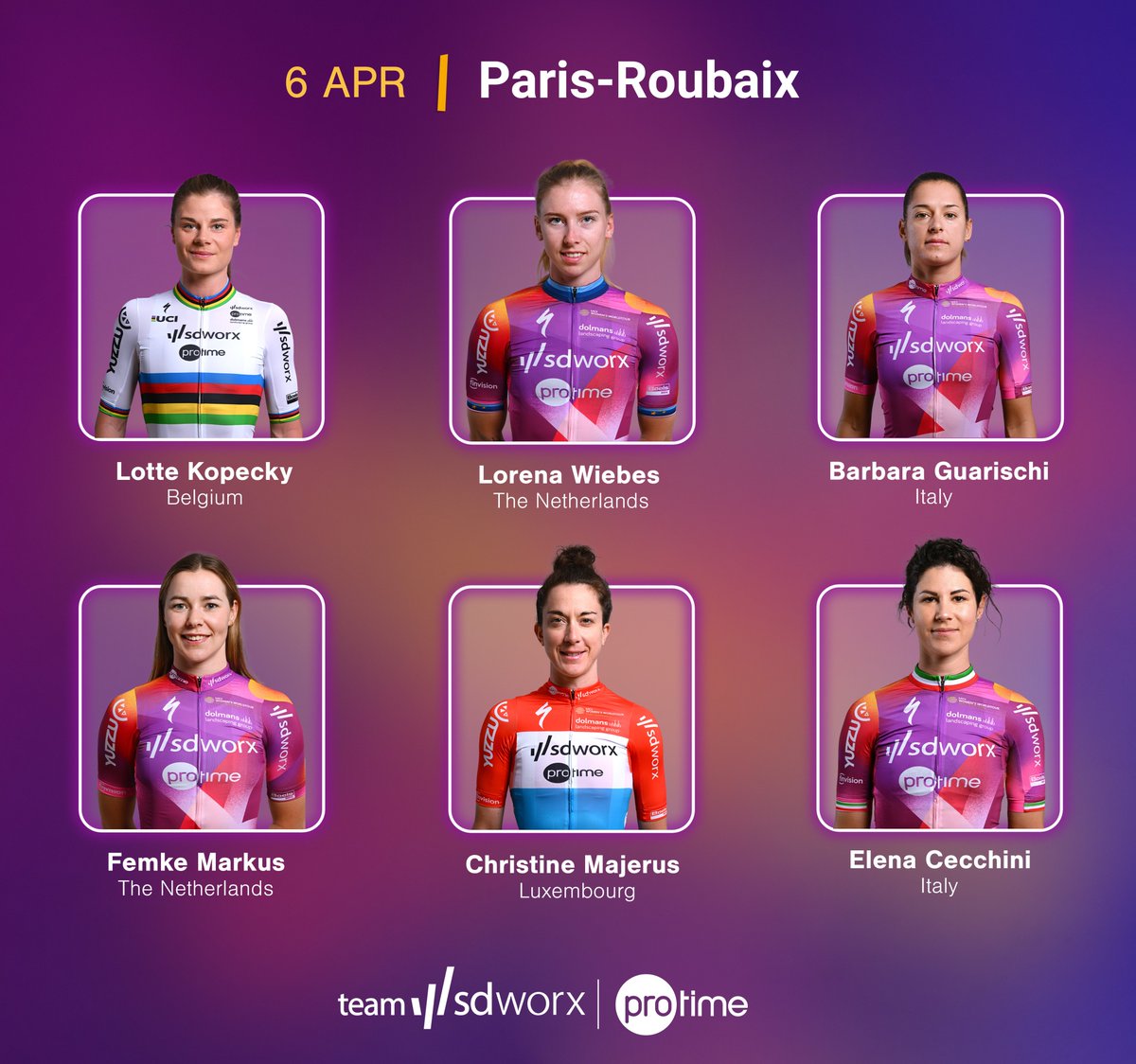 📞 @parisroubaix is calling! 'This is my favorite classic, it would be nice to add Paris-Roubaix to the palmares of the team', says @C_Majerus. Read the full race preview here: teamsdworxprotime.com/en/news/pr24re… #wesparksuccess