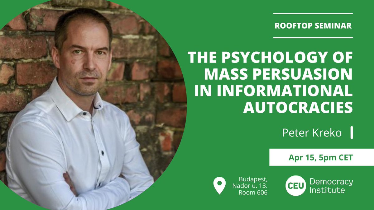 In addition to monopolizing information, spin dictatorships' success depends on their capacity to tap into psychological needs for belonging, pride, identity. 💡 Learn more at our next Rooftop Seminar! Details: 👉 cutt.ly/jw8YBjqo Registration: 👉 cutt.ly/Uw8YB1hJ