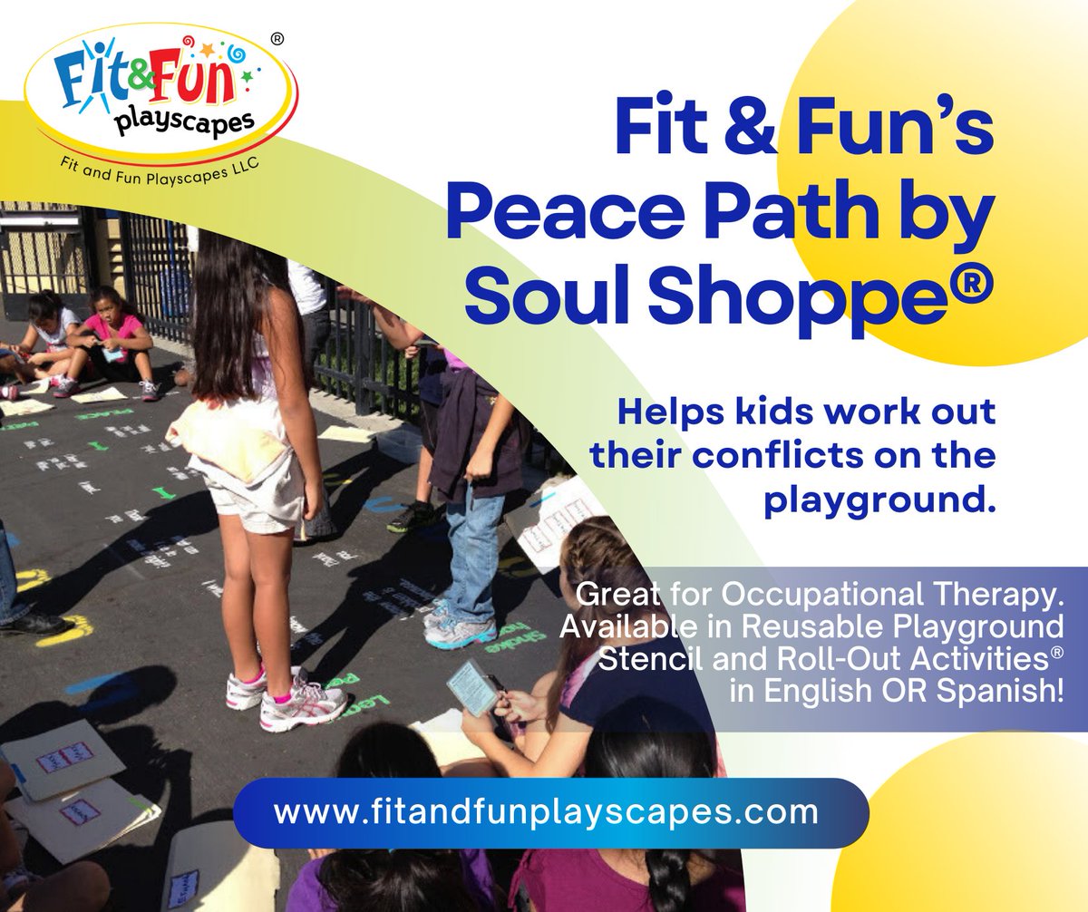 One of our favorite reusable playground stencils used for #socialemotionallearning #occupationaltherapy and #kindness is Peace Path by @soulshoppe! hubs.la/Q02rhSVS0 #teachertwitter #education #mentalhealth #schoolcounselor @followers