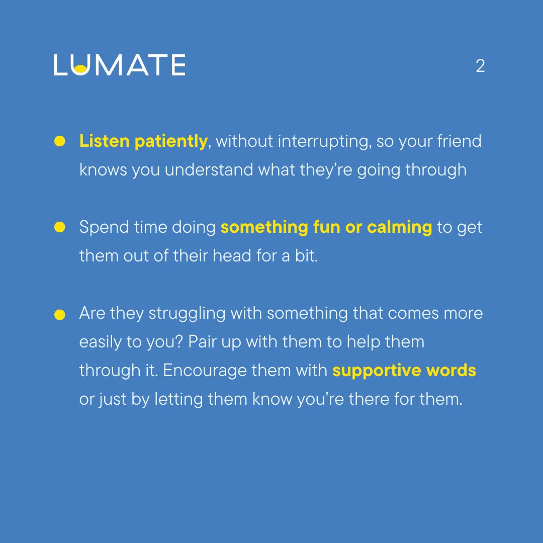 lumatehealth's tweet image. Learn more on how to create a safe space for your friend here: go.lumatehealth.com/49JUV68

#AnxietyAwareness #MentalHealthEducation #Telehealth #CBT #LiveBravely #UMatter