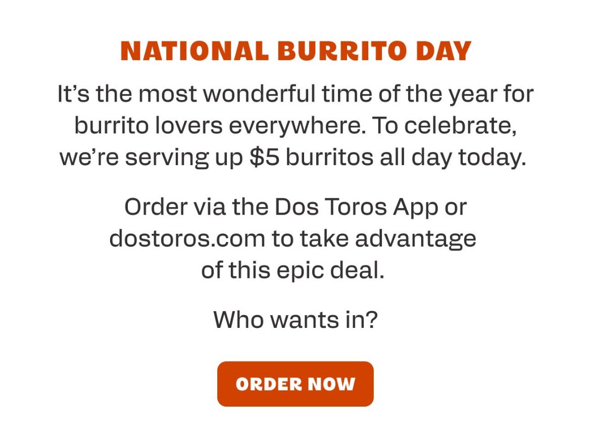 sholl_and's tweet image. @DosToros corporate should be ashamed of this promotion. Employees were set up for failure w/ the increase in orders + customers were pissed off by extended waits. Could have easily been avoided by limiting to 1 per person. Echos the @Grubhub promo from 2022 that was a major flop