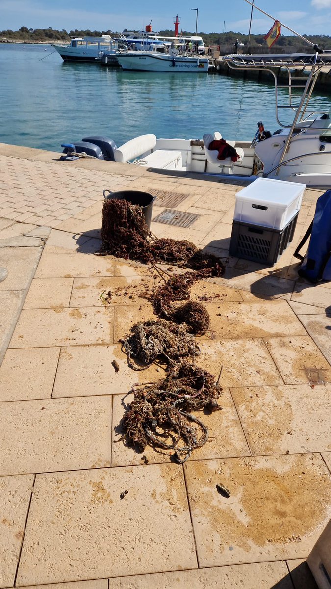 COMGEBAL_ET's tweet photo. La sección de buceo del Club Deportivo Militar "Mallorca",  junto con el PNMT de #Cabrera continúan la campaña de limpieza de fondos marinos 2024. Hoy han extraído gran cantidad de redes.
@MCANA_ET #COMGEBAL @oapngob #MAPER https://t.co/9FwQJAE1LH