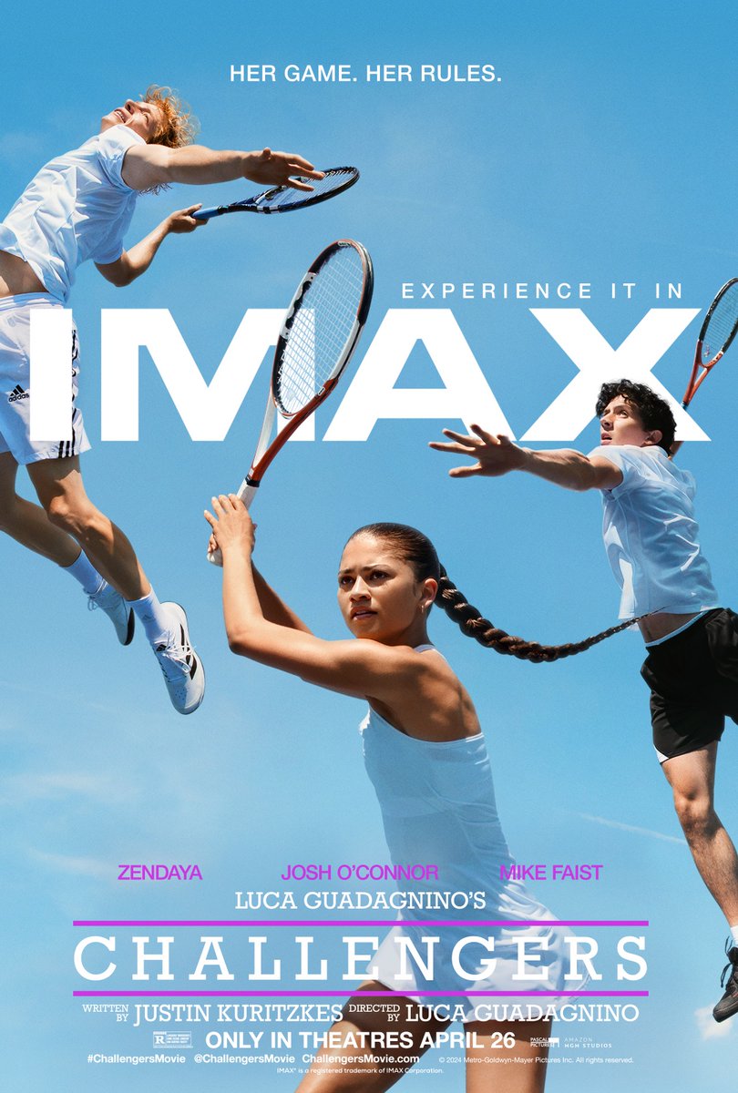 I prefer the IMAX poster for CHALLENGERS to the regular one. Even if it looks like a deodorant commercial