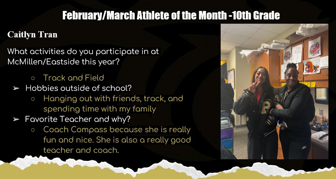 10th Grade Girls' Athlete for Feb/March
