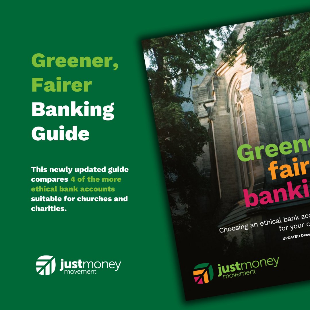 Greener, Fairer Banking Guide 🌎 Want to switch to a bank that aligns more closely with your church’s values and mission? Looking to green your finances as part of your church’s climate action? Download a copy of our new banking guide here 👉 justmoney.org.uk/.../new-greene…