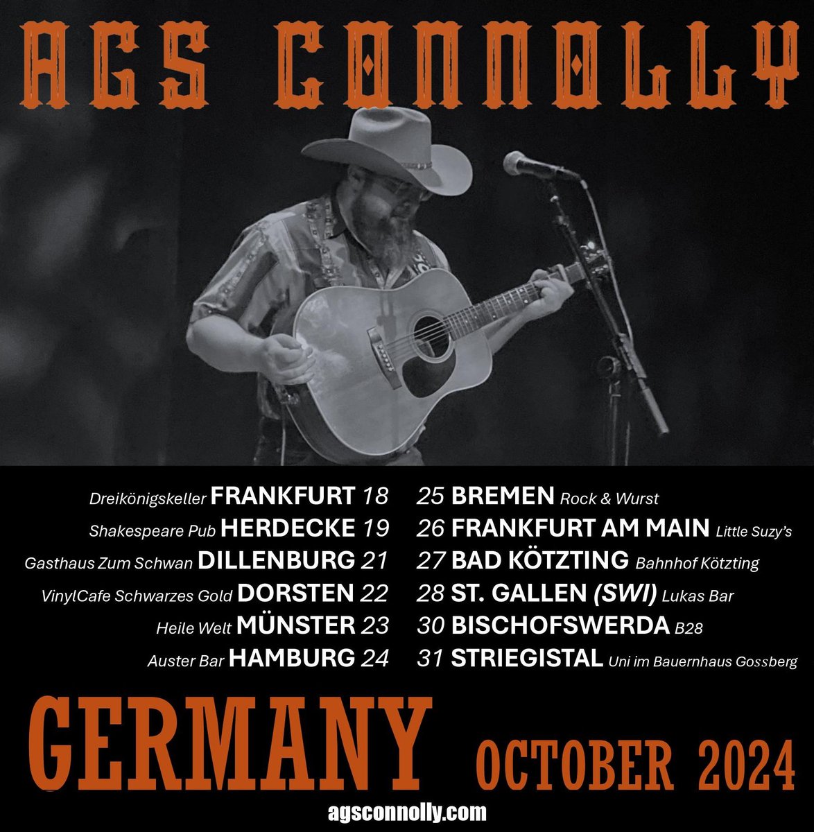 GERMANY!!! Headed out for my first full tour in Deutschland this October! Can't wait to see a lot of new places and faces... More info: agsconnolly.com/shows