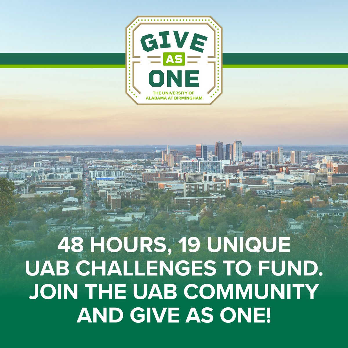 Today is Give As One! Make a difference with your gift at go.uab.edu/giveasone24 #UABGivingDay