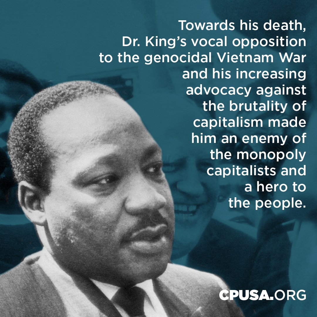 Today we observe the assassination of civil rights leader and peace activist Dr. Martin Luther King Jr. He was a staunch fighter for Black freedom, a just peace, and economic justice. King was a revolutionary democratic figure whose struggles we continue today.