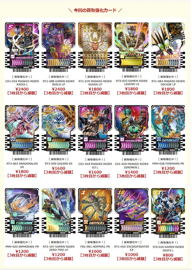 ✨✨ライドケミートレカ買取表更新！✨✨