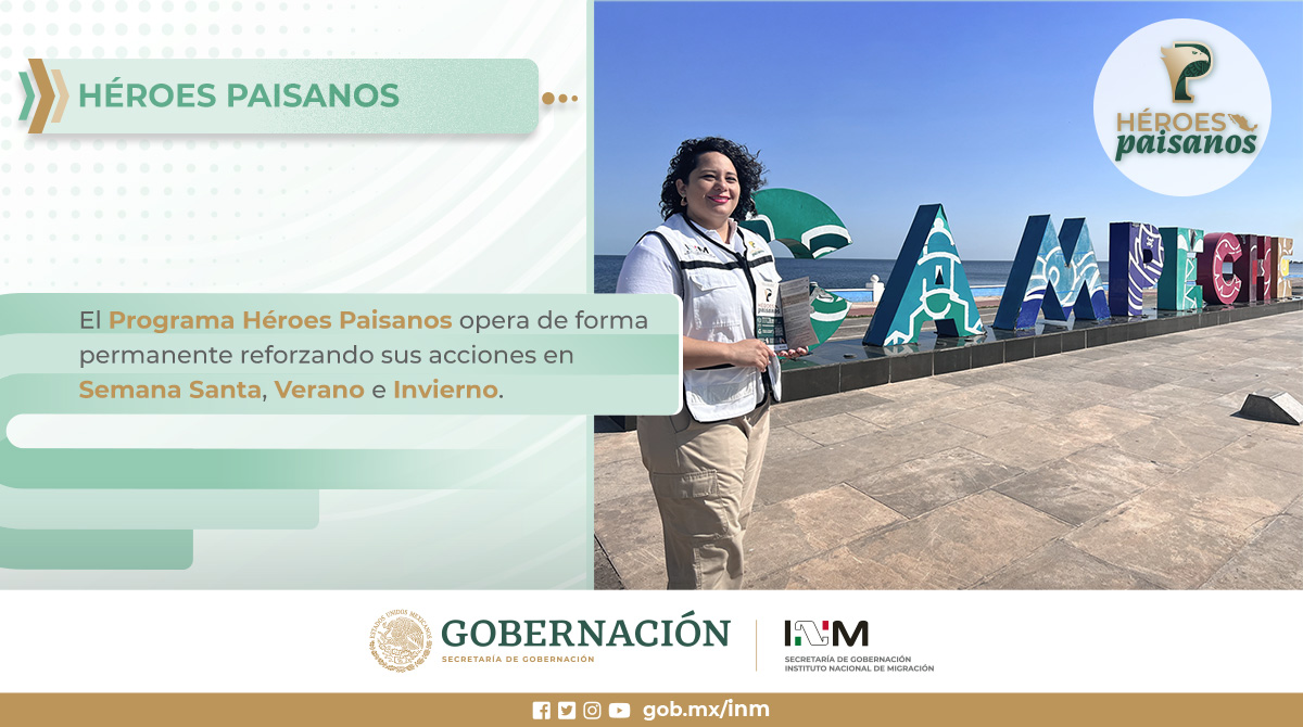 El programa @heroespaisanos se mantiene laborando todo el año para brindar apoyo 🤝, asesoría e información 💻 a nuestros #connacionales 👨‍👩‍👧mexicanos en el exterior que buscan visitar ✈️🚌#México 🇲🇽. #SemanaSanta2024 🏖️🏙️ 🔗 gob.mx/heroespaisanos