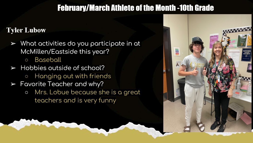 10th Grade Boys' Athlete for Feb/March