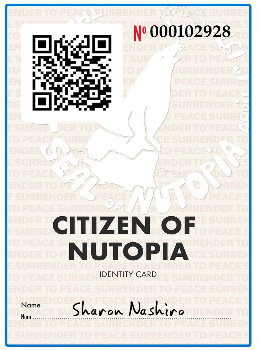 @seanonolennon @yokoono @johnlennon @CitizenNutopia #citizenofnutopia proud citizen! We are all in this #Together ✌🏻❤️🥰☮️