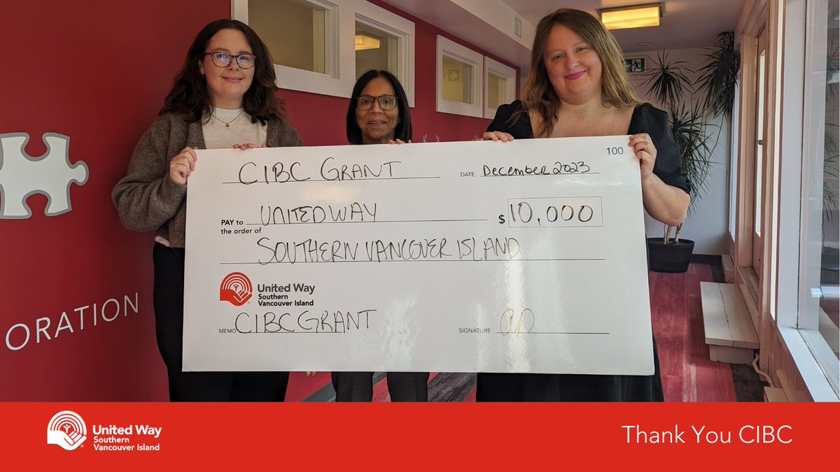 A big thank you to @CIBC for leading the way in supporting inclusive communities, investing in financial education, and for your unwavering commitment to positively impacting the lives of many! #CIBC #Grant #thankyou #UWSVI #unitedway #victoria #BC