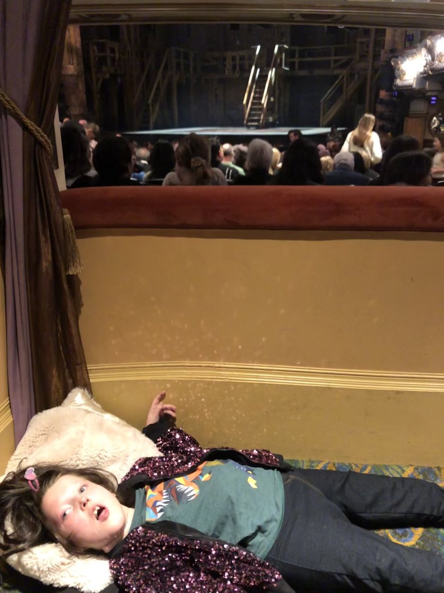 All had a great time. Even time for a lie down in the interval 😁 Thanks everyone @DMTWestEnd @HamiltonMusical who made it extra special for Amaia