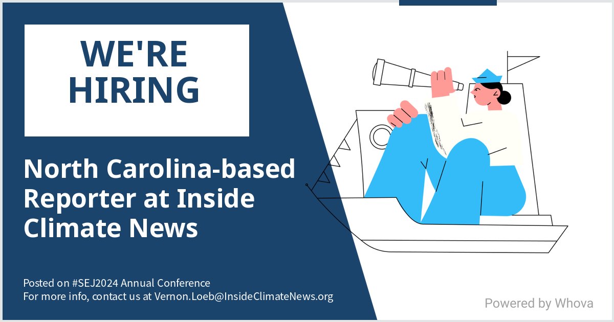 We are #hiring for North Carolina-based Reporter at Inside Climate News. Message me if you're interested in joining our team. We are attending #SEJ2024 Annual Conference if you would like to meet! #SEJ2024 - via #Whova event app