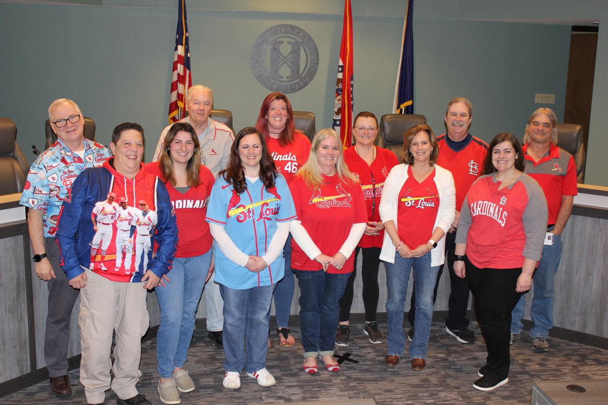 Hazelwood staff showed up today wearing @Cardinals gear in celebration of Opening Day at Busch Stadium.