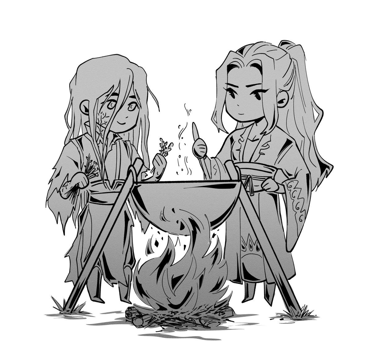 wen ning and wen qing mixing medicinal concotions together for @CloudAnthill for the @MDZSaction for Gaza!! thank you so much for donating :)) #mdzs
