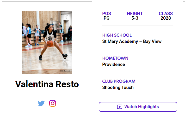 RI-2028 PG Valentina Resto (@V13Resto) has a 𝙈𝙖𝙭𝙍𝙚𝙘𝙧𝙪𝙞𝙩 𝙋𝙡𝙖𝙮𝙚𝙧 𝙋𝙧𝙤𝙛𝙞𝙡𝙚 on our website! Check out her profile! 👇 jrallstar.com/maxrecruit/max… Get yours today! 👉 jrallstar.com/maxrecruit