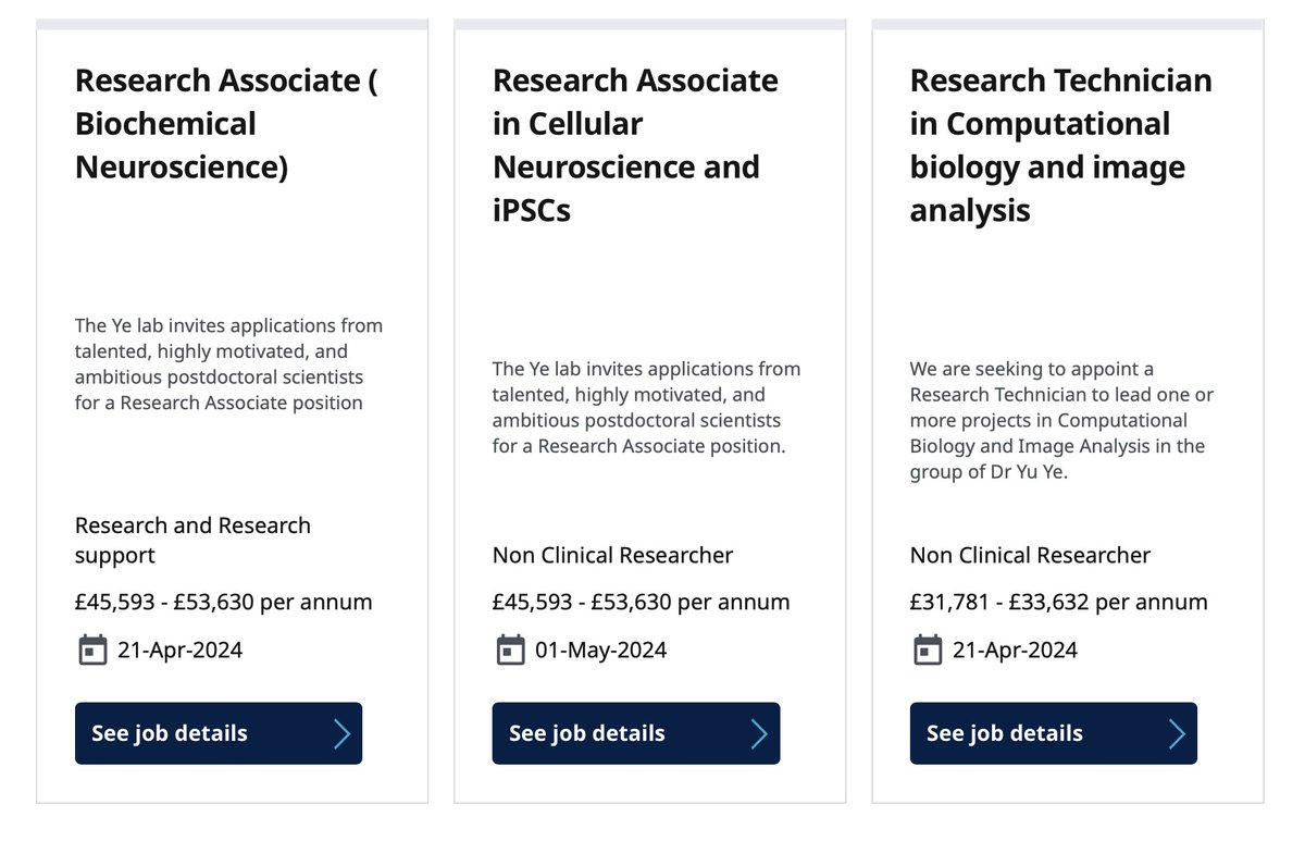 We seek a number of postdocs/technician to examine protein aggregates in neurons. Join us to build your own research career and let us support you in your personal development in the lab! 
tinyurl.com/MED04368 tinyurl.com/MED04501 tinyurl.com/MED04509