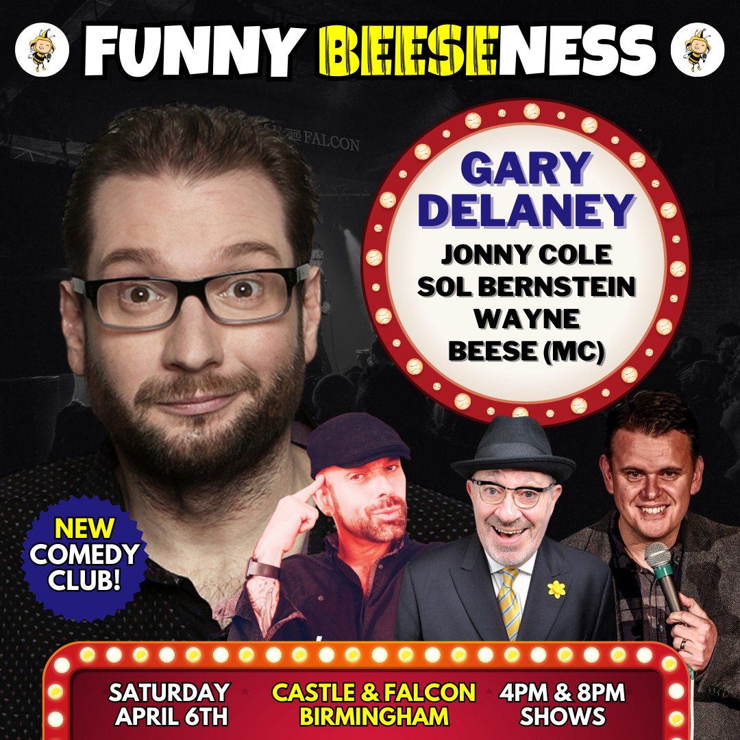 SATURDAY! A handful of tickets left for both shows! Join us at our newest venue @CastleandFalcon in Birmingham and enjoy a corker of a line-up! Superb intimate room - we have high hopes for this place, come & give it a try! Book 4pm or 8pm show: funnybeeseness.co.uk