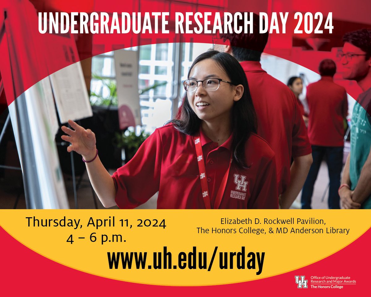 Show your support for undergraduate research at Undergraduate Research Day! See you Thursday, April 11, 4-6 p.m. #Research #Undergraduate #GoCoogs