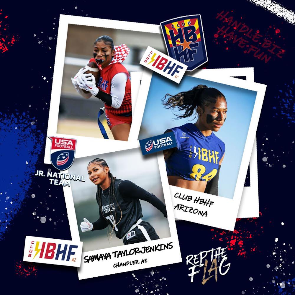 ClubHBHFAZ's tweet image. Proud to see these 3 young ladies that wear HBHF being selected to represent the USA! #HandleBizHaveFun @StevieJohnson13 @XA_HBHF @HBHF_FASTBREAK @HbhfClub @hbhfcreators