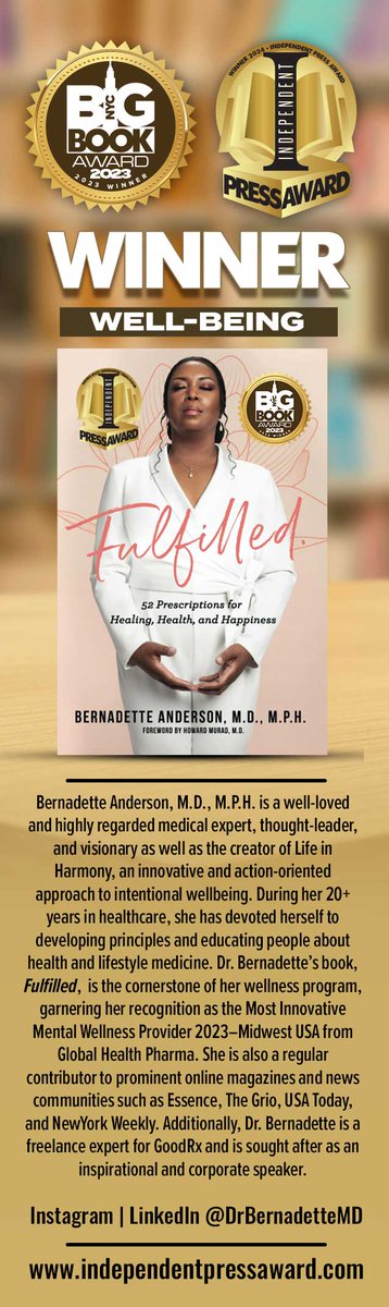 Fulfilled: 52 Prescriptions for Healing, Health, and Happiness with a foreword by the renowned Howard Murad, M.D. is your at-home or on-the-go personal office visit. #Winner @DrBernadetteMD #Wellbeing With this engaging wellness guide, she is your doctor on call. Just open the