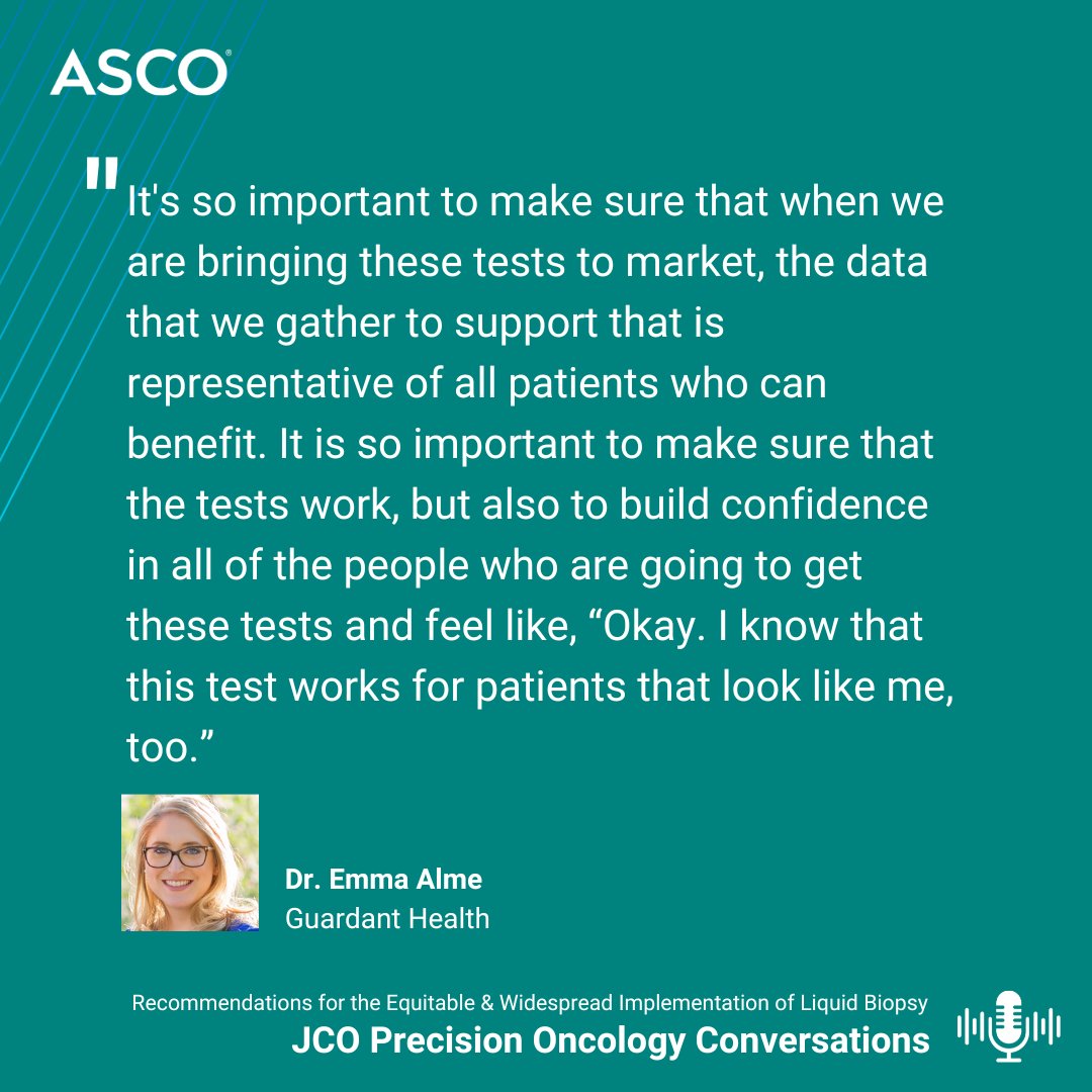 🎧 In this JCO Precision Oncology Conversations podcast ep, @thenasheffect speaks with Lauren C. Leiman & Dr. Emma Alme about their #JCOPO publication, “Recommendations for the Equitable and Widespread Implementation of #LiquidBiopsy for #CancerCare.” ➡️ brnw.ch/21wIwaa