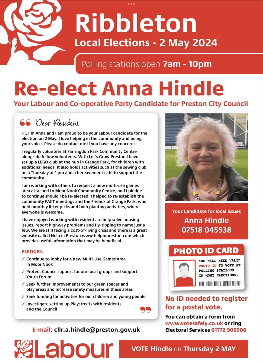 #VoteLabour vote Anna Hindle in Ribbleton on May 2nd