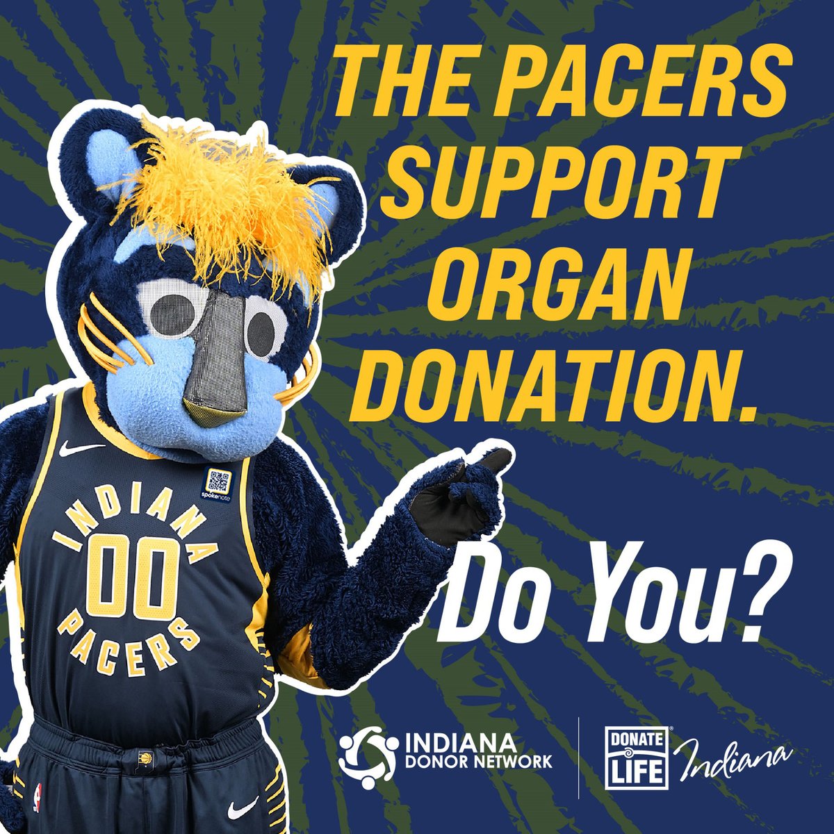 The @pacers support organ donation. You should, too! Join the team in making a lifesaving difference – sign up today at donatelifeindiana.org/show-your-supp…. @pacersboomer