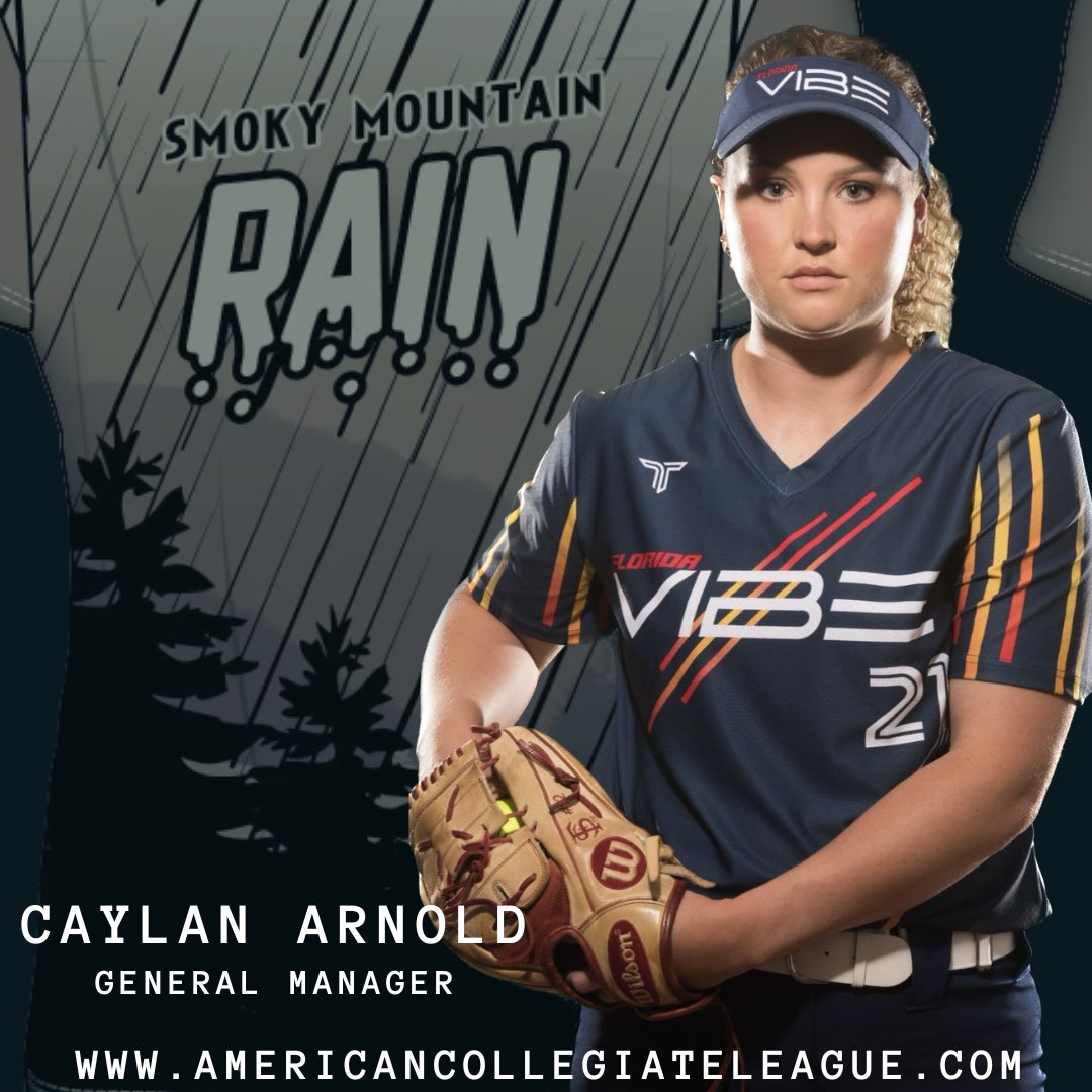 Who is ready to make it RAIN again in 2024?! 🙋‍♀️ Welcome to the defending @scclsoftball league champs, the 2024 Smoky Mountain RAIN , new GM & professional player for @vibesoftball, Caylan Arnold! To come play this summer for RAIN, message us here or register in link above!