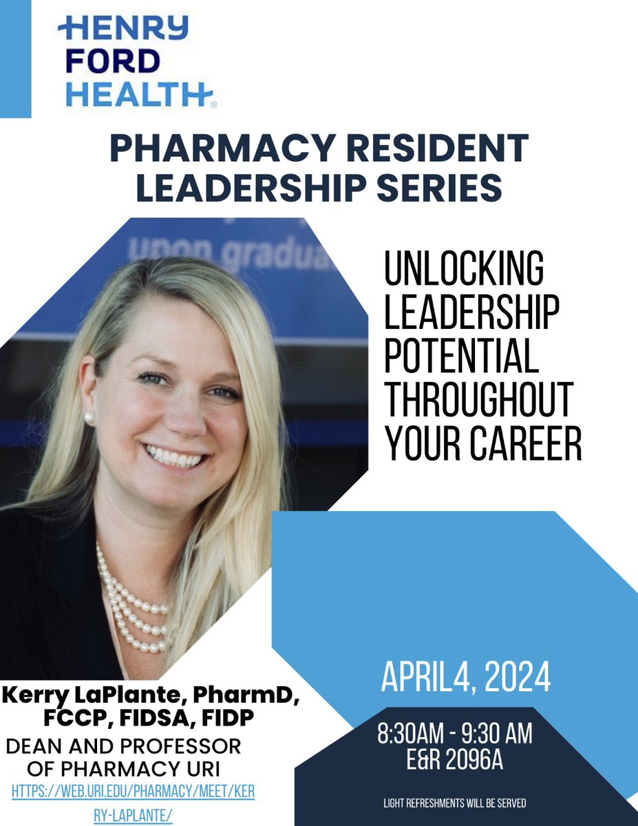 Kristin Griebe (@griebekristin) on Twitter photo A big thank you to <a href="/Kerry_LaPlante/">Kerry LaPlante, PharmD, FCCP, FIDSA, FIDP</a> for meeting our <a href="/HFHPharmRes/">Henry Ford Hospital Pharmacy Residency</a> today and leading a fruitful discussion on leadership and how to navigate obstacles throughout a career in pharmacy. We are grateful to have you kick off our new leadership curriculum for pharmacy residents! A big thank you to <a href="/Kerry_LaPlante/">Kerry LaPlante, PharmD, FCCP, FIDSA, FIDP</a> for meeting our <a href="/HFHPharmRes/">Henry Ford Hospital Pharmacy Residency</a> today and leading a fruitful discussion on leadership and how to navigate obstacles throughout a career in pharmacy. We are grateful to have you kick off our new leadership curriculum for pharmacy residents!