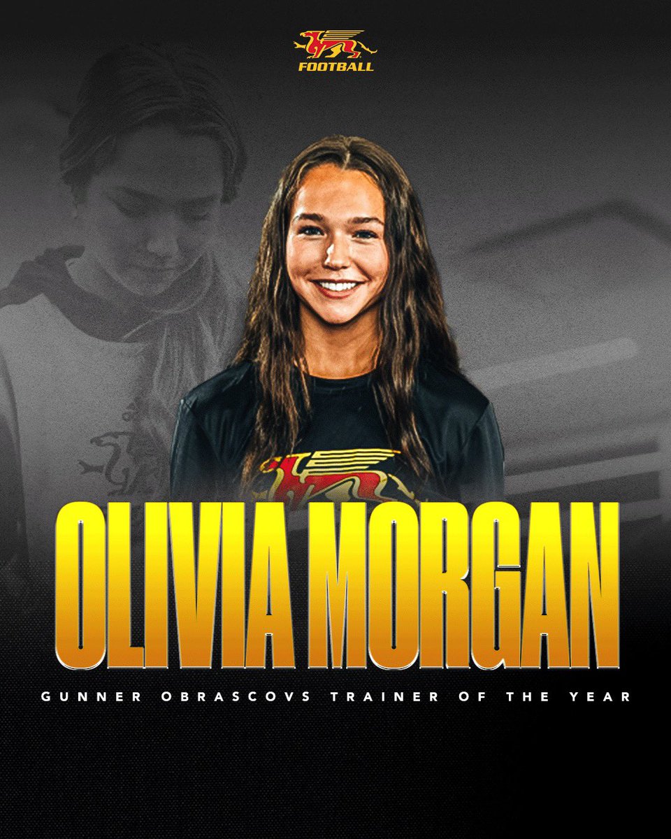 🎉🏆 Congratulations to Olivia Morgan, our rockstar trainer, for clinching the Gunner Obrascovs Trainer of the Year Award! 🏈 Your dedication to our Football program shines through in everything you do. 🌟 Your #GryphonFamily are very proud of you! 🎉👏 #leaveYourMark