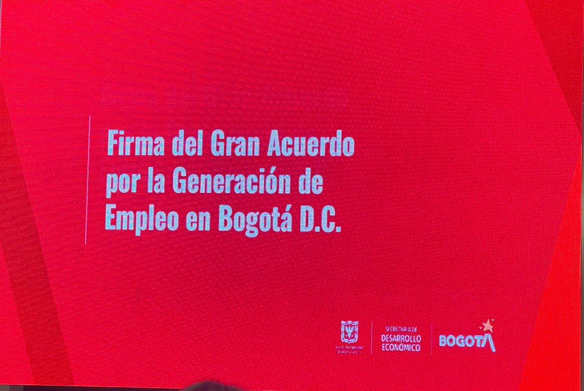Asobares's tweet photo. Estuvimos presentes en la firma del Gran Acuerdo por la Generación de Empleo en @Bogota. Somos conscientes que somos un motor de empleo y ocupación joven entre 18 y 28 años (49%) y mayoritariamente mujeres (54%). 🎯 Más y mejor empleo en este 2024. @CarlosFGalan @marialopezuribe https://t.co/Yuu4L5p5e4