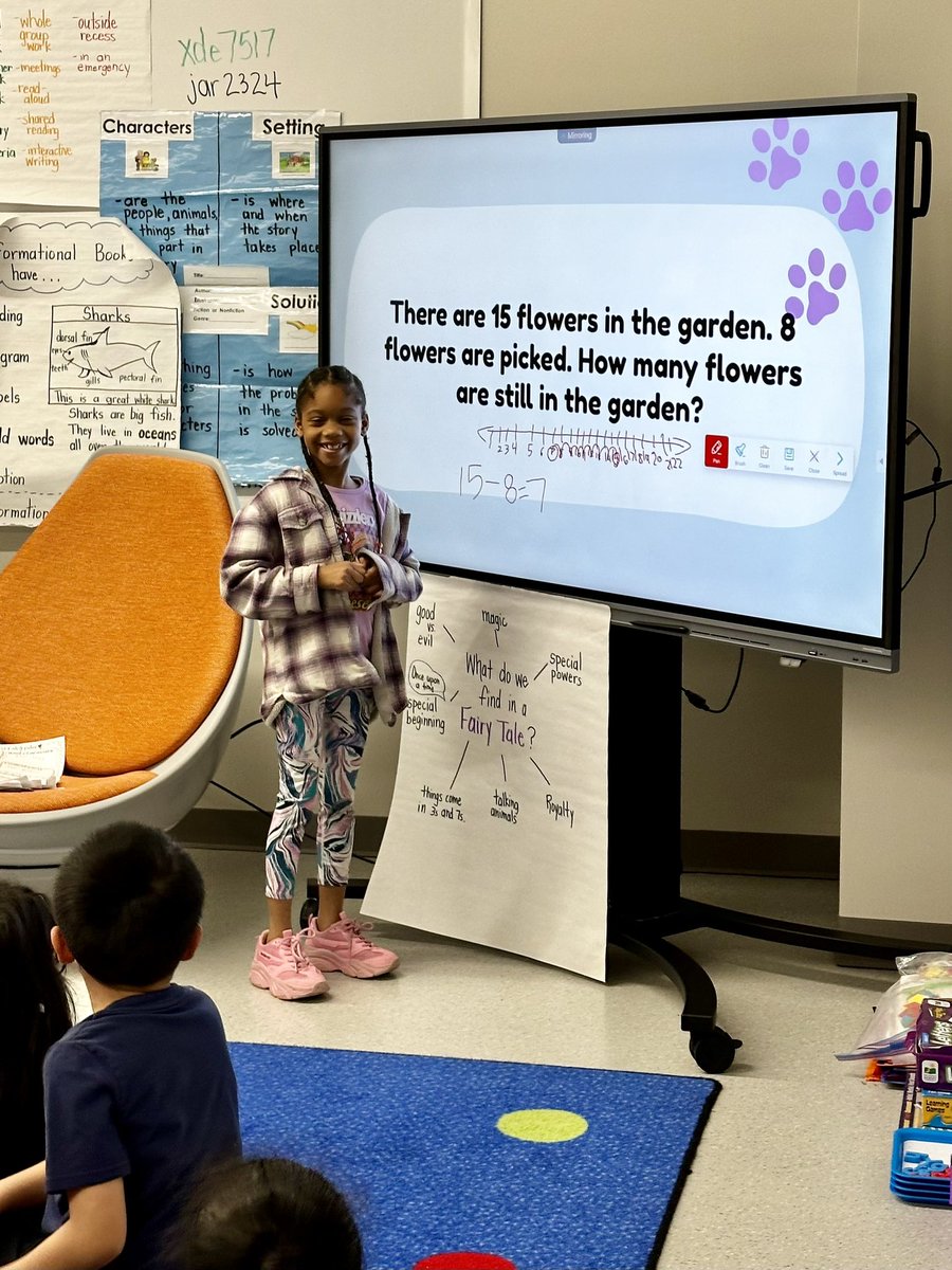 She is so proud of her work 💜🐾👏🏼 1st grade word problems @HumbleISD_LLE @HumbleElemMath