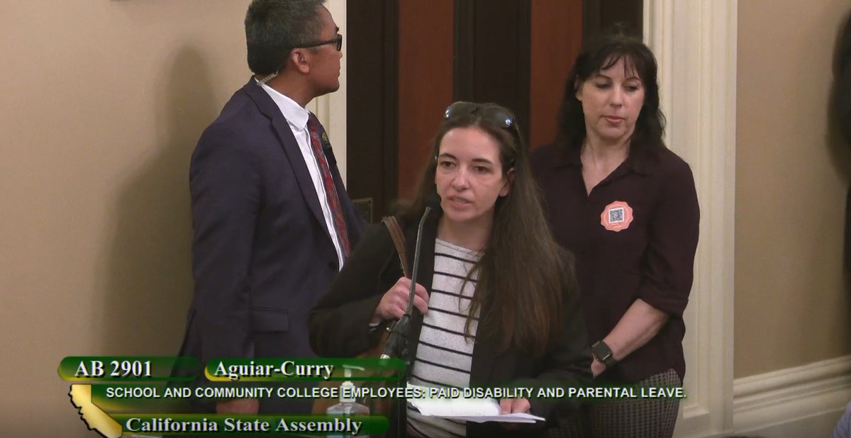 Currently, California school employees cannot earn any paid pregnancy leave. #AB2901 (@AsmAguiarCurry) would grant school employees up to 14 weeks of pregnancy leave, excited to join so many groups calling for #PregnancyLeaveNow for CA educators! 4/4