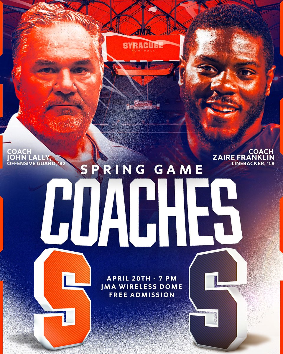 Two of our great alums will serve as guest coaches for this year’s spring game. See you in the Loud House on April 20! Get your free 🎟️ at Cuse.com/Tickets