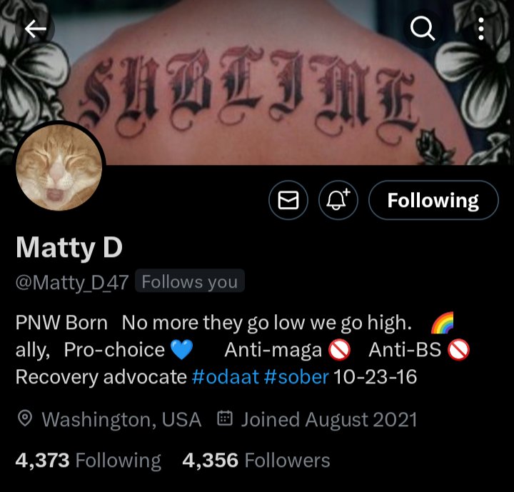 If you haven't had a chance to follow my friend Matty @Matty_D_47 I highly recommend you do! Matty is a fierce resister and ally to the LGBTQ community. He will follow back like minded resisters 💙 let's get him closer to that 5k milestone!