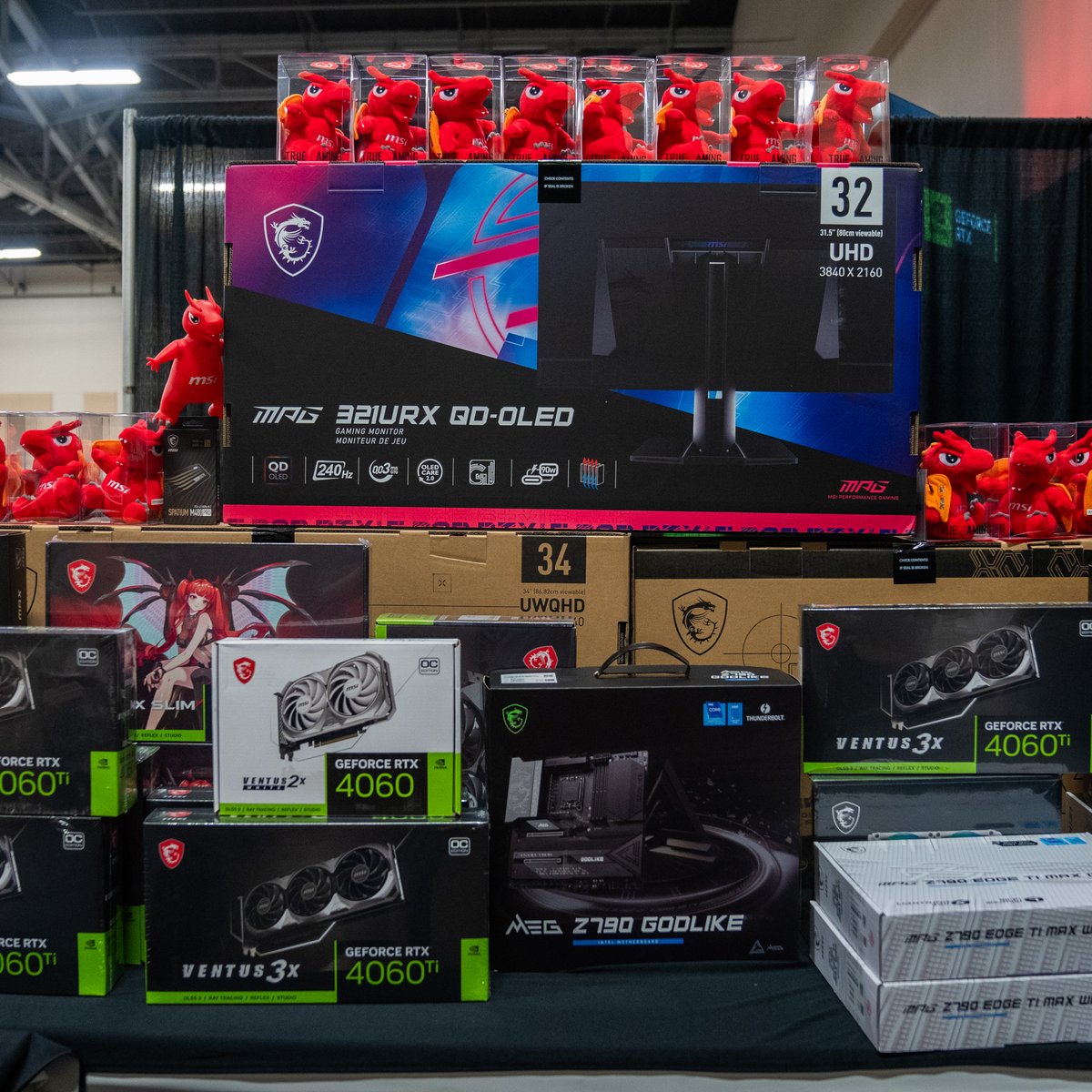 msiUSA's tweet image. Just a sneak peek of all the items we&apos;re giving away at PDXLAN 2024! With a grand total of over $10,000, there&apos;s something in here for everyone! 😎For our online friends, we&apos;ll be giving out surprise mystery boxes for those that do the following👇

#MSI #MSIGaming #MSIxPDXLAN