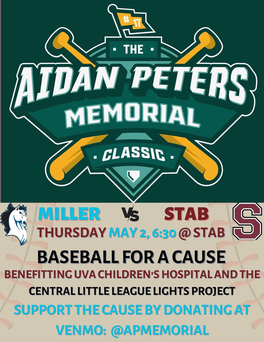 STAB_baseball's tweet image. STAB Baseball &amp;amp; @MSA_baseball are Starting theAidan Peters Memorial Classic.  The Event will be an Annual Fundraiser to Support Pediatric Cancer Research and Local Youth Baseball Initiatives.  Mark Your Calendar for
May 2nd as the Saints will Host the Mavs 6:30 #baseballforacause