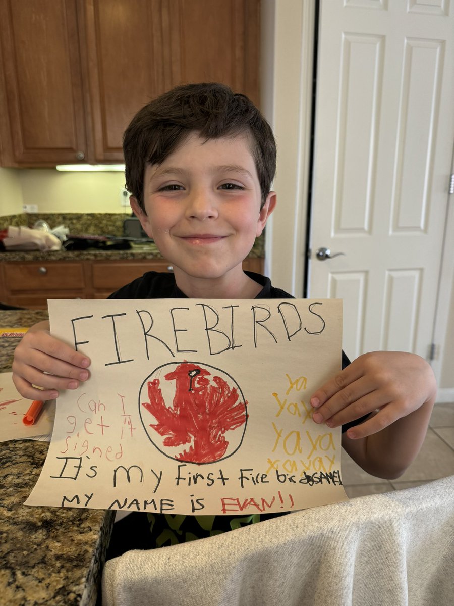 zinny2e's tweet photo. My boy is so excited to go see his first @Firebirds  game tonight!! He’s got his sign ready! https://t.co/thAPxNweVF