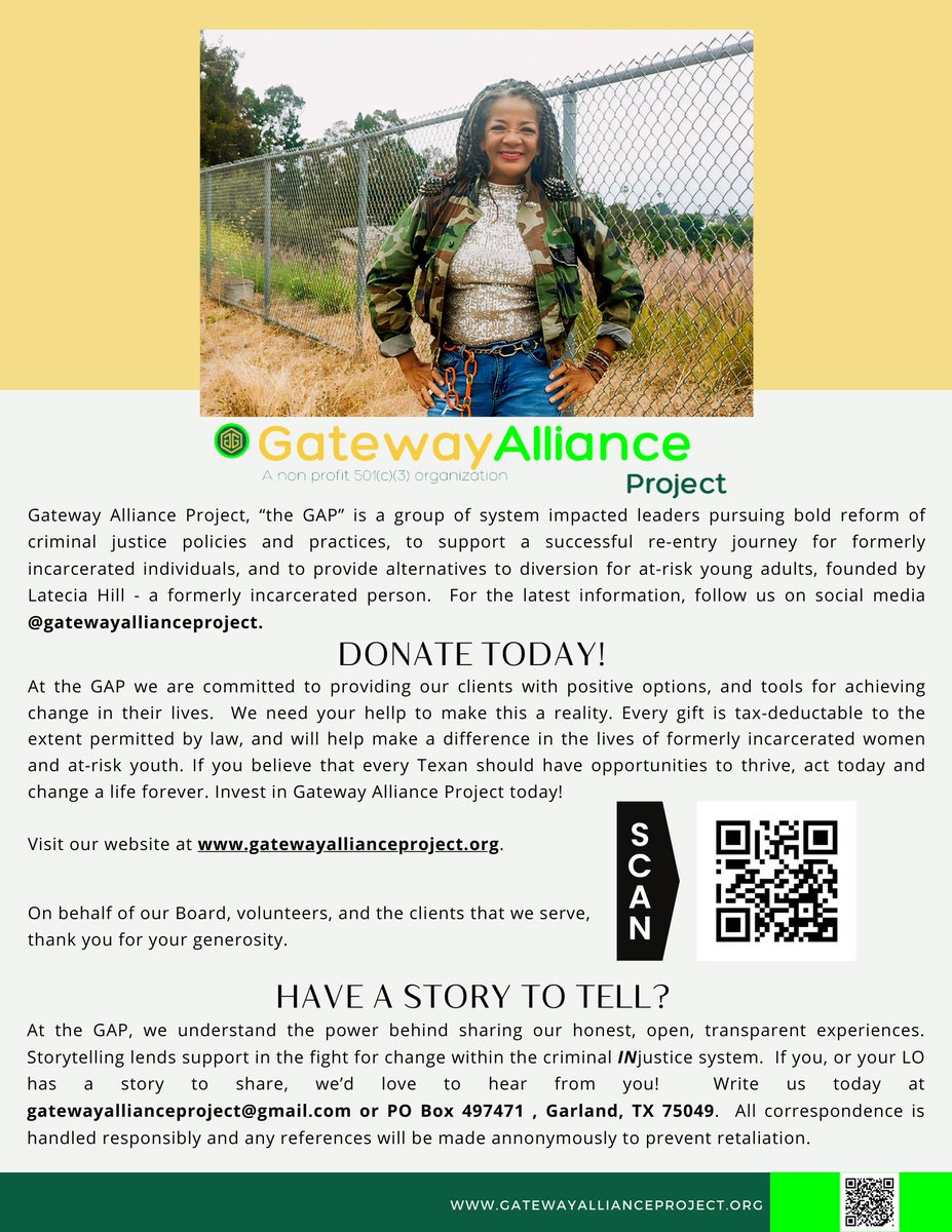 TexasSLC's tweet photo. April is Second Chance Month.  Upon her release from prison, Latecia Hill founded Gateway Alliance Project. Inspired by her own lived experience navigating the obstacles those of us with a former criminal record face.  To learn more, visit https://t.co/3MUfjjjUtA ☀️❤️✊ https://t.co/iti4hpONRP